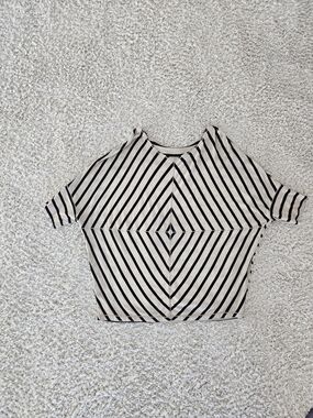 Striped Black and White Geometric Top - Women's